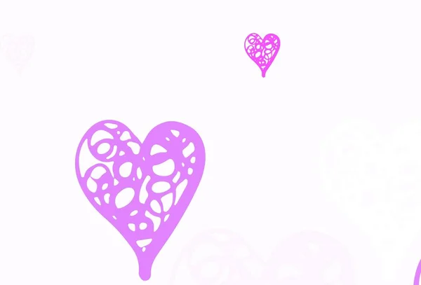 Light Purple Vektor Hintergrund Mit Herzen Schöne Abstrakte Herzen Auf — Stockvektor