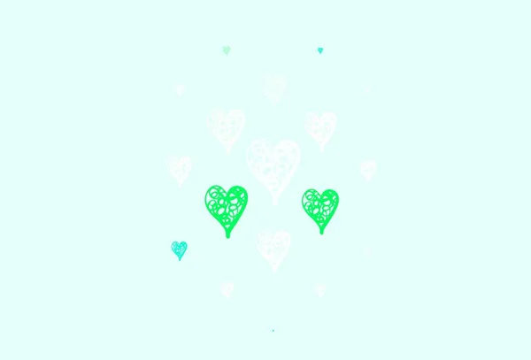 Light Green Vector Texture Lovely Hearts Decorative Design Hearts Simple — Stock Vector