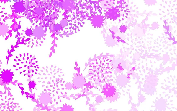 Luz Vetor Roxo Padrão Elegante Com Flores Doodle Ilustração Flores — Vetor de Stock