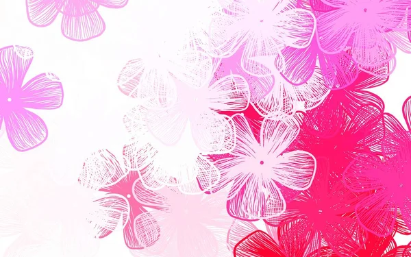 Light Purple Pink Vector Natural Pattern Flowers Colorful Illustration Doodle — ストックベクタ