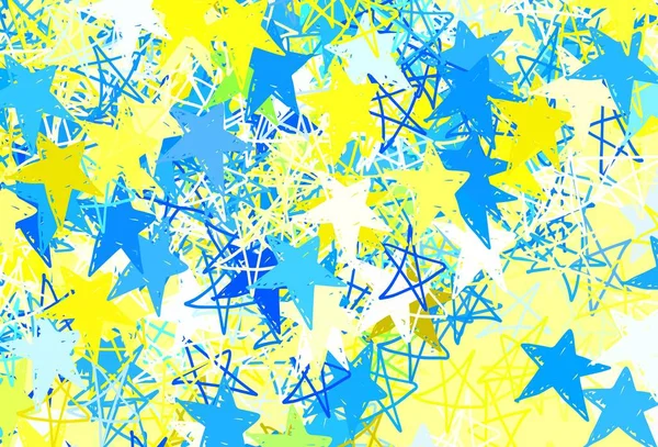 Verde Claro Fondo Vectorial Amarillo Con Estrellas Colores Ilustración Decorativa — Archivo Imágenes Vectoriales