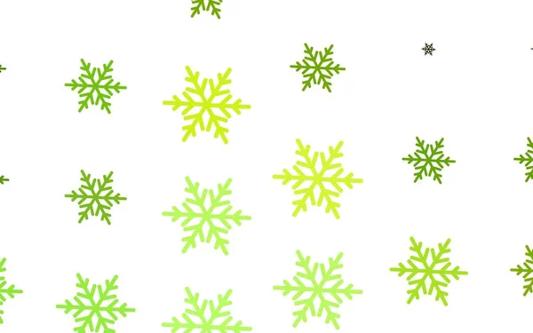 Светло Зеленый Желтый Векторный Фон Красивыми Снежинками Звездами Градиентная Красочная — стоковый вектор