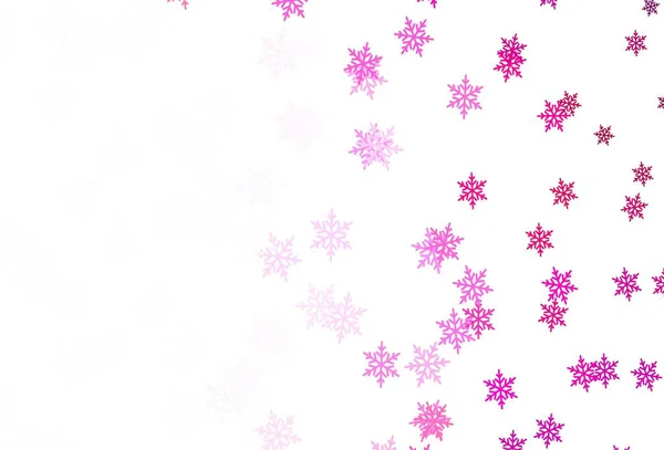 Layout Vetorial Rosa Claro Com Flocos Neve Brilhantes Estrelas Design — Vetor de Stock