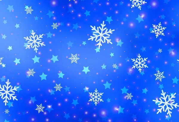 Světlo Blue Vektorový Vzor Vánočními Vločkami Hvězdy Barevný Dekorativní Design — Stockový vektor