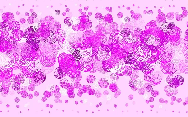 Luz Padrão Doodle Vetor Roxo Com Rosas Ilustração Colorida Com —  Vetores de Stock