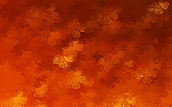 Dark Orange Vector Fondo Abstracto Con Árboles Ramas Flores Con — Archivo Imágenes Vectoriales
