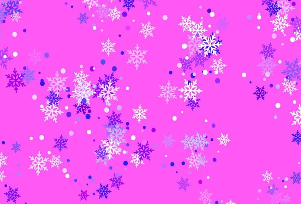 Lichtroze Blauwe Vectorachtergrond Met Prachtige Sneeuwvlokken Schitterende Kleurrijke Illustratie Met — Stockvector