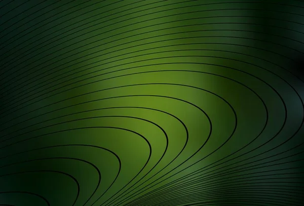 Tmavě Zelená Vektorová Textura Ohnutými Čarami Zářící Ilustrace Která Skládá — Stockový vektor