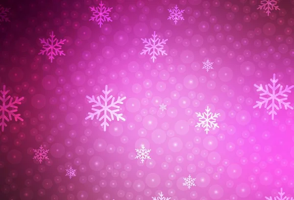 Hellrosa Vektormuster Weihnachtlichen Stil Leuchtende Illustration Mit Weihnachtskugeln Sternen Vorlage — Stockvektor