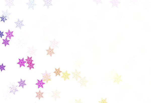 Light Pink Yellow Vector Pattern Christmas Snowflakes Stars Colorful Decorative — Vetor de Stock