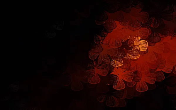 Черно Оранжевые Векторные Каракули Деревьями Ветвями Элегантная Яркая Иллюстрация Цветами — стоковый вектор