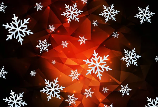 Σκούρο Κόκκινο Διάνυσμα Φόντο Όμορφες Νιφάδες Χιονιού Αστέρια Λαμπερό Πολύχρωμο — Διανυσματικό Αρχείο