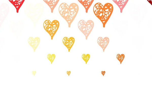 Patrón Vectorial Naranja Claro Con Corazones Coloridos Hermoso Estilo Celebración — Vector de stock