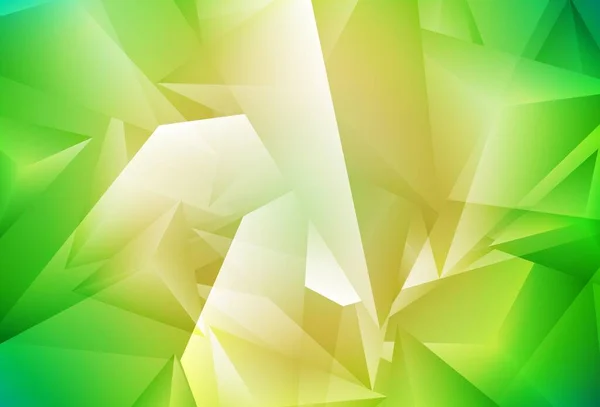 Светло Зеленый Желтый Векторный Узор Многоугольным Стилем Треугольники Абстрактном Фоне — стоковый вектор