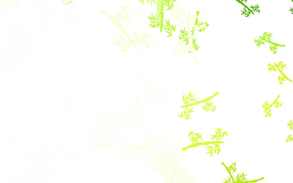 浅绿色 黄色矢量自然艺术品与分枝 摘要用叶子 分枝的涂鸦式图解摘要 您的品牌书的新模板 — 图库矢量图片