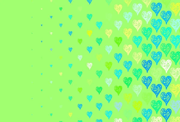 Светло Голубой Зеленый Вектор Обратного Хода Сладкими Сердцами Красивые Абстрактные — стоковый вектор