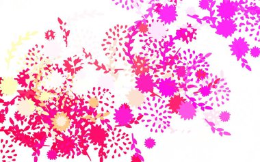 Açık pembe, sarı vektör karalama çizimi çiçekler, güller. Beyaz arka planda gradyanı olan çiçekler. Web siteniz için Doodle tasarımı.