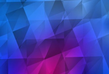 Açık Pembe, Mavi vektör soyut mozaik arkaplan. Üçgenlerden oluşan parlayan çokgen çizimler. İşiniz için en iyi üçgen tasarım.