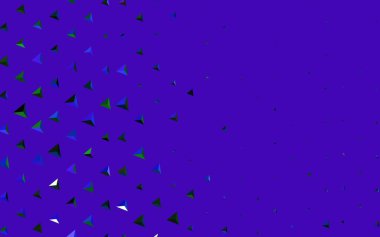 Kristalleri ve üçgenleri olan koyu renkli vektör şablonu. Soyut arkaplanda renkli eğimli üçgenler. Bir cep telefonu için arka plan.