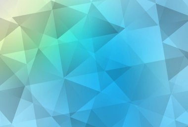 Açık mavi, yeşil vektör çokgen arka plan. Üçgenli parlak renkli çizimler. Bir markanın arkaplanı için desen.
