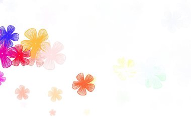 Açık renkli vektör karalama arkaplanı çiçeklerle. Çiçeklerle bulanık şekilli yaratıcı çizimler. Web siteleri ve pankartlar için desenli desen.