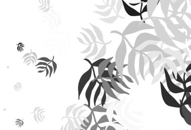 Açık gri vektör, yapraklı doğal sanat eseri. Hint tarzı yapraklı bulanık dekoratif tasarım. Web sitesi yöneticileri ve tasarımları için desen.