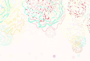 Açık yeşil, üzerinde noktalar ve çizgiler olan kırmızı vektör arkaplanı. Renkli noktalı modern soyut çizimler. Marka kitabınız için yeni şablon.