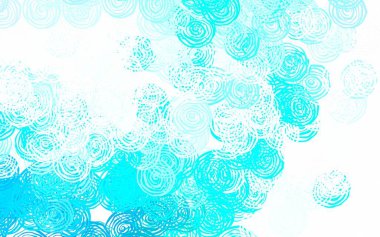 Açık mavi, yeşil vektör zarif desenli güller. Beyaz arka planda çiçeklerin dekoratif tasarımı. Web ve broşürler için elle boyanmış tasarım.