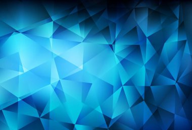 Koyu mavi vektör çokgen desen. Üçgenlerden oluşan parlayan çokgen çizimler. Marka kitabınız için yeni şablon.