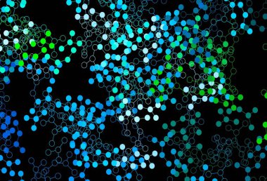 Koyu mavi, yapay zeka kavramına sahip yeşil vektör dokusu. Yapay zekanın bağlantı ve noktalarıyla soyut illüstrasyon. Teklif verilerinin tanıtımı için akıllı tasarım.