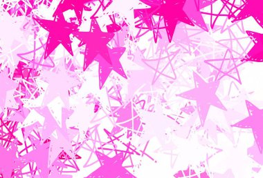 Açık Pembe, parlak yıldızlı sarı vektör düzeni. Yıldızlı parlak renkli illüstrasyon. Fütürist reklamlar ve kitapçıklar için şablon.