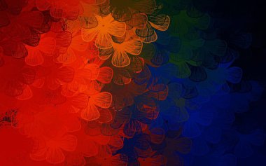 Koyu mavi, sarı vektör doğal arka plan, ağaçlar, dallar. Karalama tarzında çiçekli renkli bir çizim. Web siteleri ve pankartlar için desenli desen.