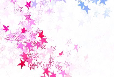 Açık mavi, parlak yıldızlı kırmızı vektör düzeni. Yıldızlı modern geometrik soyut çizim. İş ilanınız için akıllı tasarım.