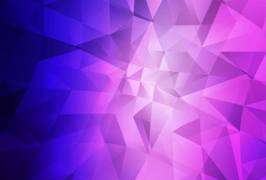 Açık Mor, pembe vektör mozaik şablon. Üçgenlerden oluşan parlayan çokgen çizimler. İş tasarımınız için yepyeni bir tarz.