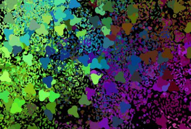 Memphis şekilli koyu renkli vektör arkaplan. Rastgele şekillerle soyut tarzda dekoratif tasarım. Kartvizitiniz için modern tasarım.