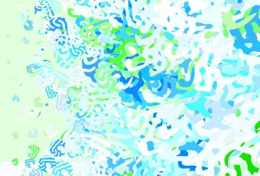 Açık mavi, soyut şekilli yeşil vektör arkaplan. Soyut tarzda rengarenk gradyan şekilleri olan bir resim. Bir cep telefonu için arka plan.