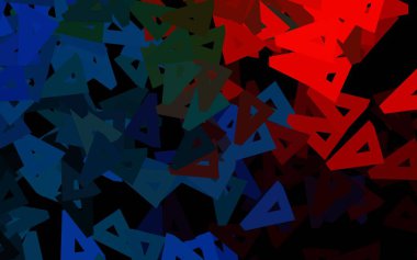 Koyu mavi, kırmızı vektör düzeni çizgiler, üçgenler. Doğa tarzında üçgenleri olan güzel bir çizim. İşiniz için en iyi akıllı tasarım.