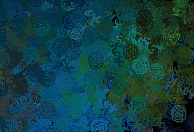 Koyu mavi, rastgele şekilli yeşil vektör deseni. Modern tarzda değişen renkli kaotik formlar. Duvar kağıtları için zarif tasarım.