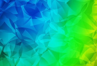 Açık mavi, yeşil vektör çokgen arka plan. Gradyanı olan zarif parlak çokgen çizimi. Dizaynınız için üçgen desen.