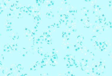 Matematik sembollü açık yeşil vektör şablonu. Beyaz arkaplanda gradyanı olan renkli matematiksel işaretler. Reklam, broşür, eğitim broşürleri.