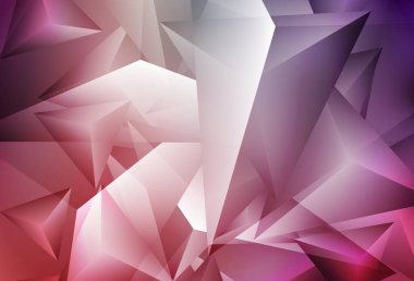 Açık pembe, üçgenli kırmızı vektör arkaplan. Üçgen şekilli ışıltılı soyut çizimler. Web siteniz için basit tasarım.