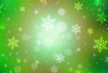 Açık yeşil, doğum günü tarzında sarı vektör dokusu. Noel özellikleriyle basit bir gradyan çizimi. Üniversitenin tanıtımı için akıllı tasarım.