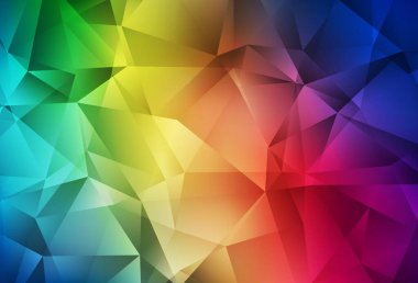 Dark Multicolor vektörünün parlayan üçgen düzeni. Çokgen tarzda tamamen yeni bir renk çizimi. Marka kitabınız için yeni şablon.