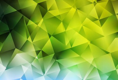 Açık yeşil, sarı vektör üçgen mozaik zemin. Origami stilinde gradyan ile yaratıcı geometrik illüstrasyon. Pankartın için tamamen yeni bir şablon.