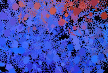 Lacivert, Memphis şekilli kırmızı vektör arkaplan. Rastgele şekillerle soyut tarzda dekoratif tasarım. İşiniz için en iyi akıllı tasarım.