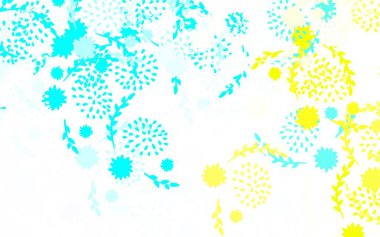 Açık mavi, çiçekli yeşil vektör karalama arkaplanı. Çiçekli soyut çizimler. İş tasarımınız için yepyeni bir tarz.