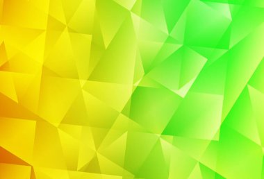 Açık yeşil, kırmızı vektör düşük polimerli doku. Üçgenlerden oluşan parlayan çokgen çizimler. Cep telefonunun arka planının şablonu.