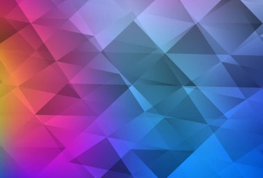 Açık mavi, kırmızı vektör üçgen mozaik arka plan. Gradyanı olan zarif parlak çokgen çizimi. Pankartın için tamamen yeni bir şablon.