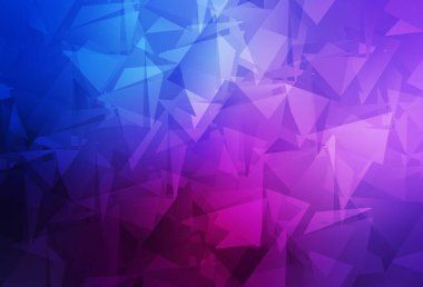 Koyu pembe, mavi vektör üçgen mozaik arka plan. Çokgen tarzda tamamen yeni bir renk çizimi. Arkaplanlarınız için desenli desen.