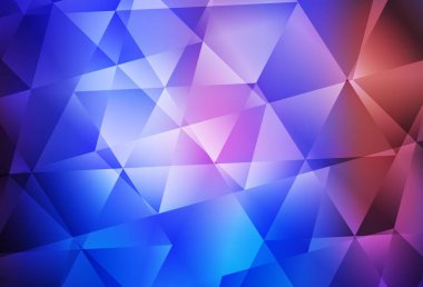 Açık mavi, kırmızı vektör eğimli üçgen dokusu. Çokgen biçiminde, gradyan ile renkli çizimler. Marka kitabınız için yeni şablon.